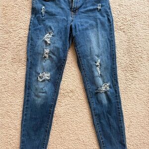 Old Navy Women's Distressed Skinny Jeans in Medium Blue